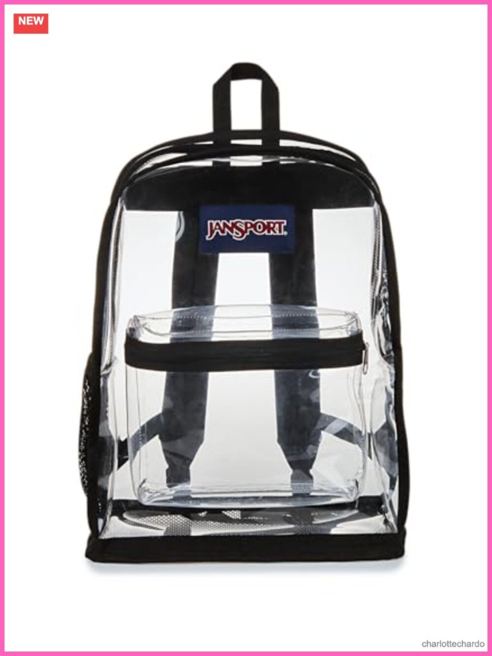 Clear Backpack 25.5L Stadium Approved Large Main Compartment Water Bottle Pocket